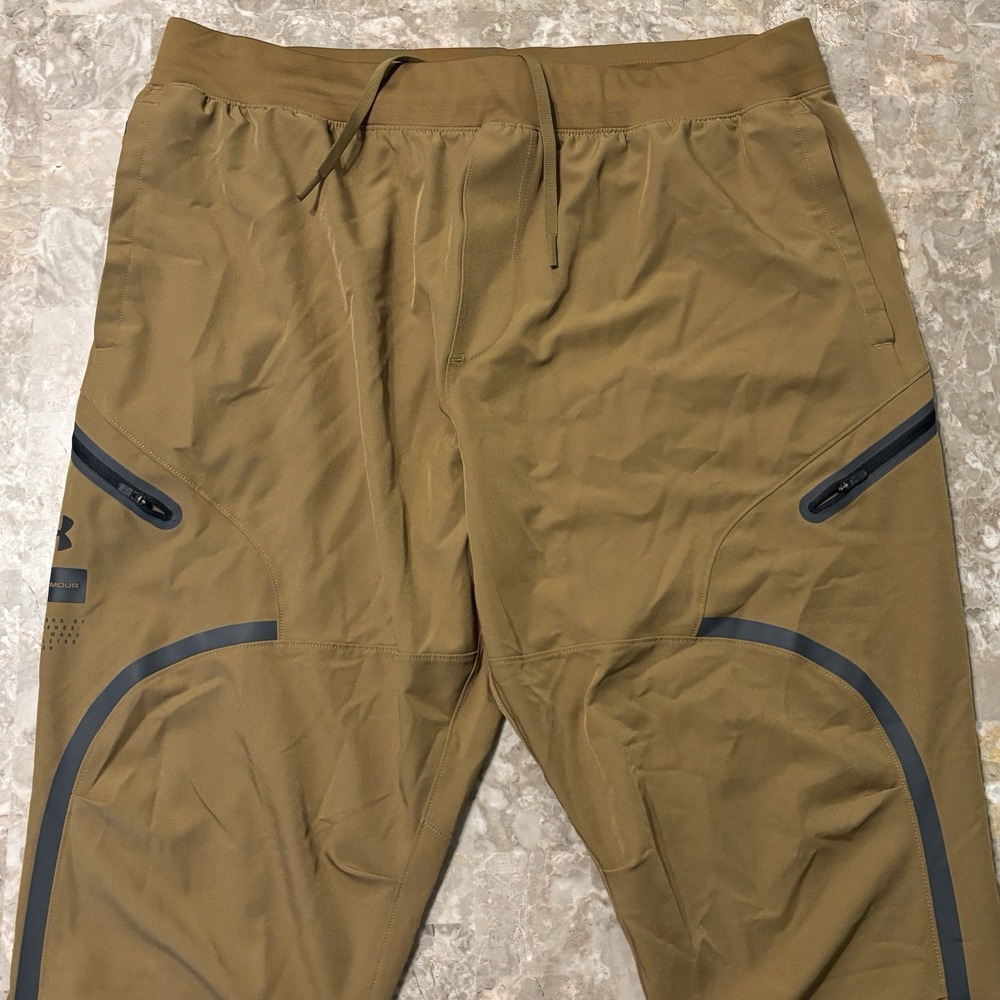 Under Armour Unstoppable Cargo Joggers Mens 2XL Fitted Brown 30" Gym Woven